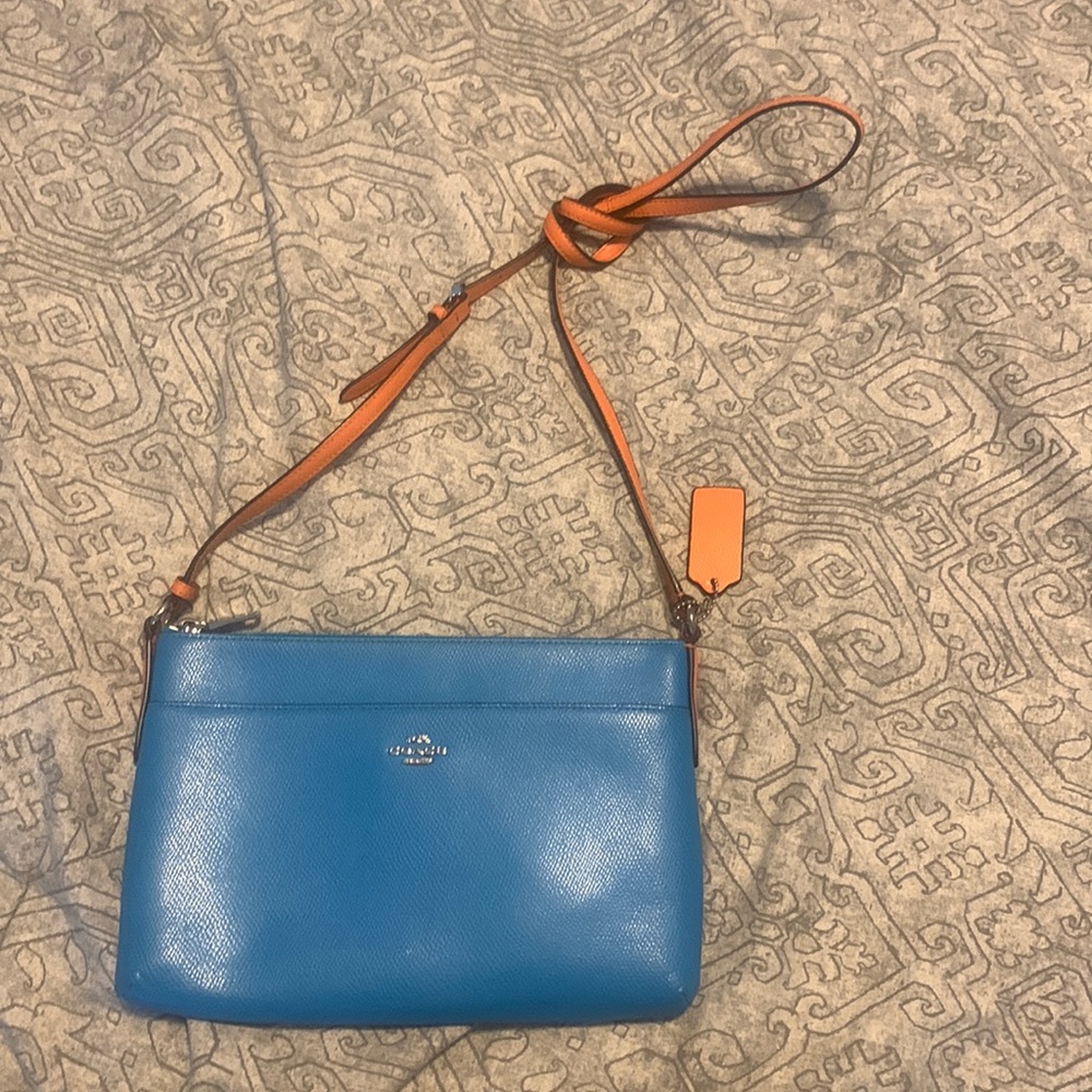 Orange and Sky Blue Coach Bag
